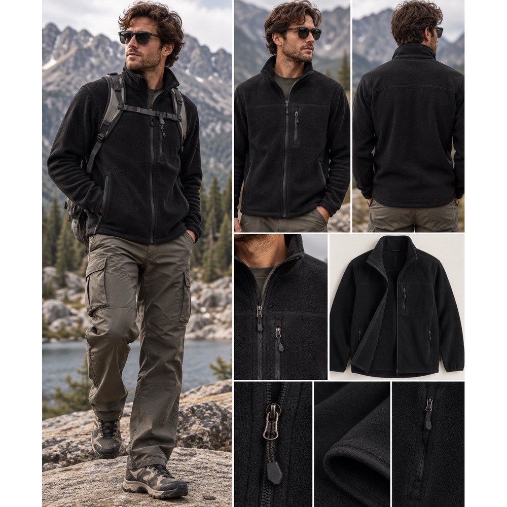 Eastern Mountain Sports EMS Polartec Fleece Jacket Large Black Gorpcore Full Zip